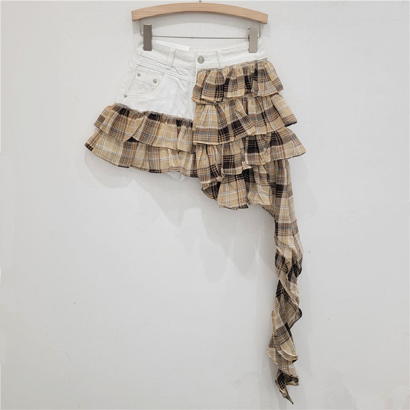 Short Stitching Fashionable All-match Irregular Cake Skirt