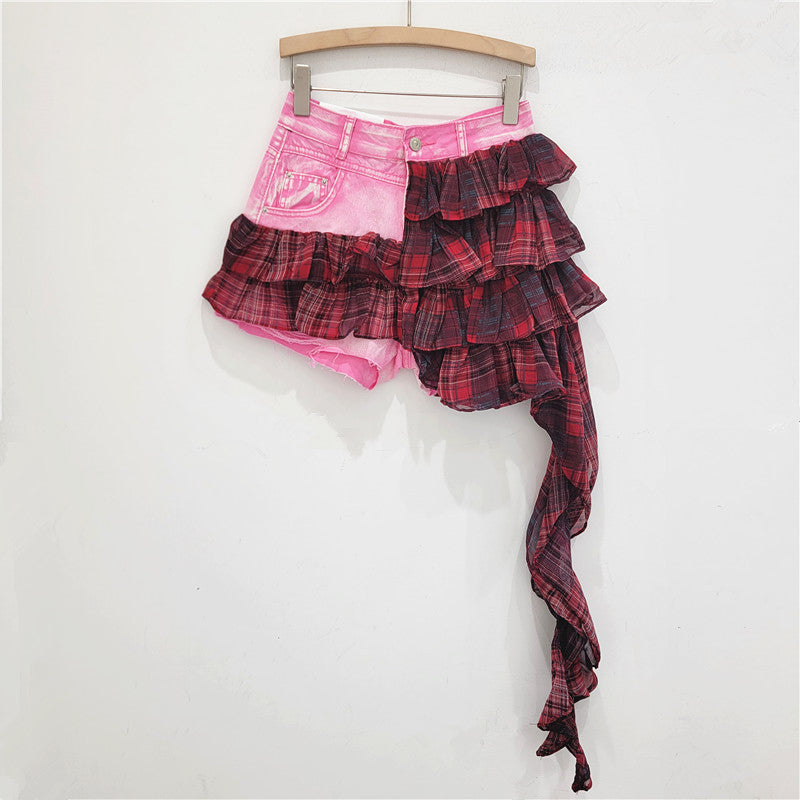 Short Stitching Fashionable All-match Irregular Cake Skirt