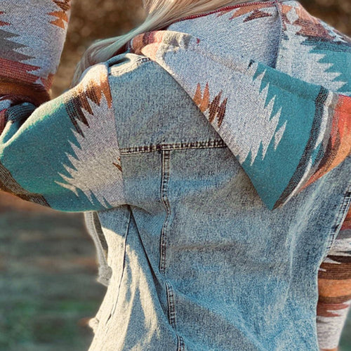 Vintage Jacket Hooded Pocket Denim Jacket